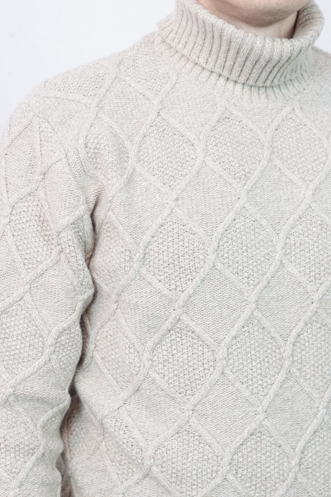 Florentino Oat Cable Knit Roll Neck