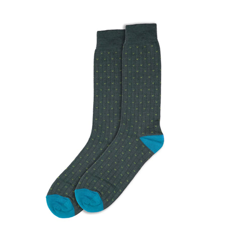 Lime Motif on Grey Wool Socks