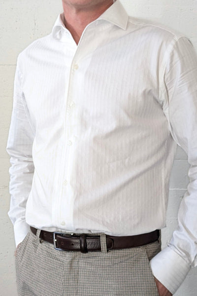 JB Shirt White Self Stripe