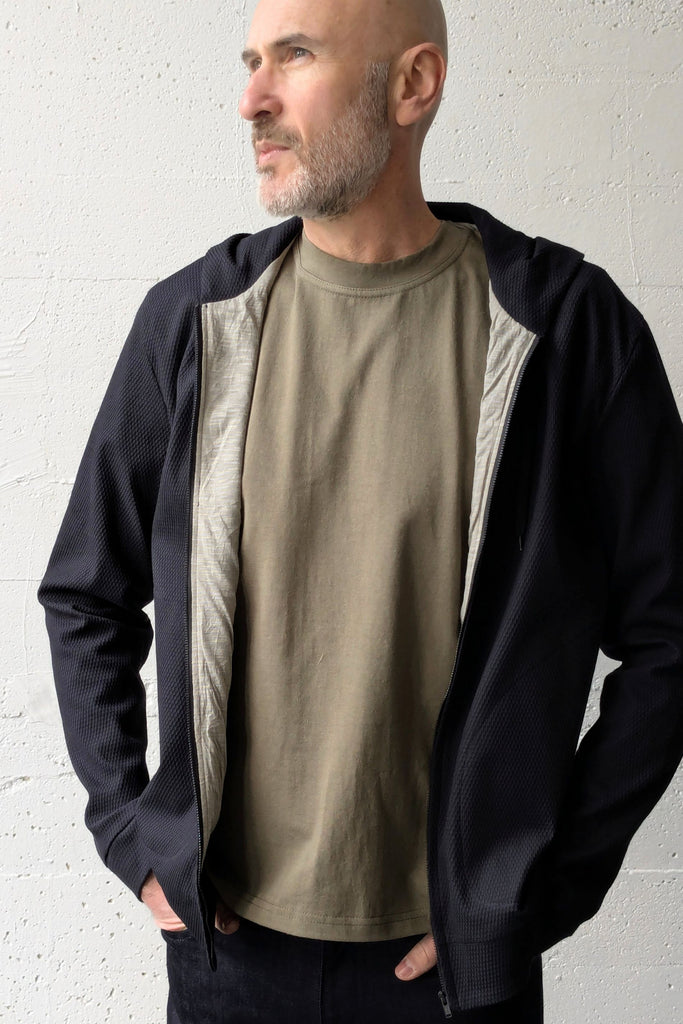 Park Hoodie Navy Stretch Cotton