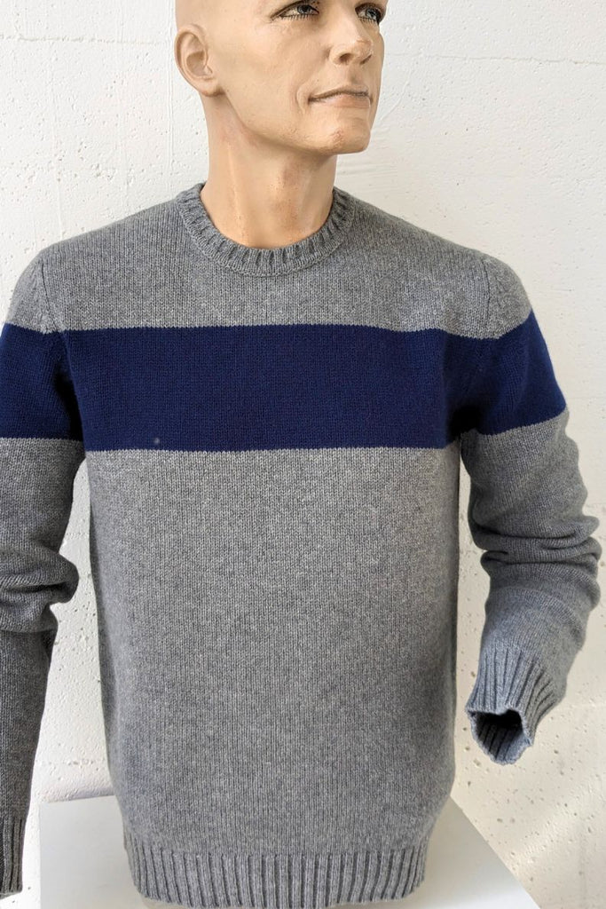 Visconti Navy Block Stripe Crew