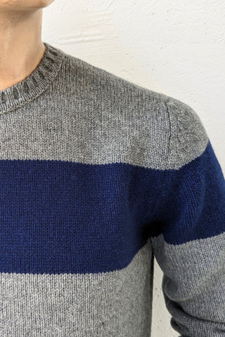 Visconti Navy Block Stripe Crew