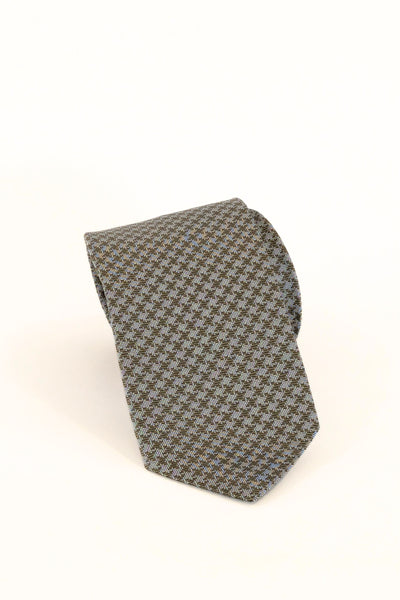 Fellini Tie Olive Houndstooth