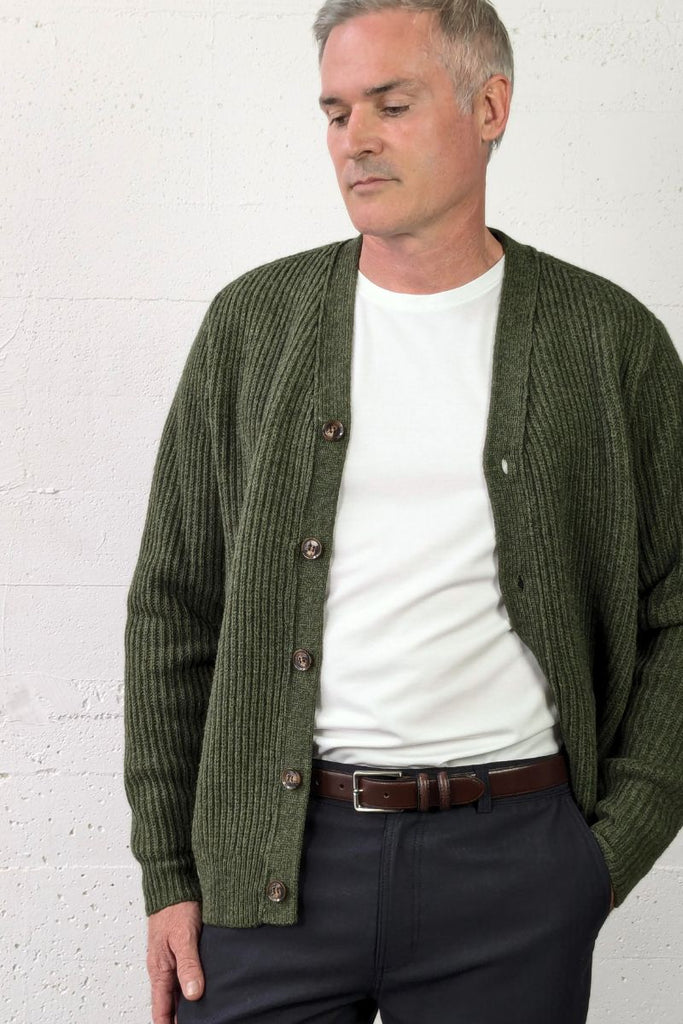 Chunky Ribbed Cardigan Thyme
