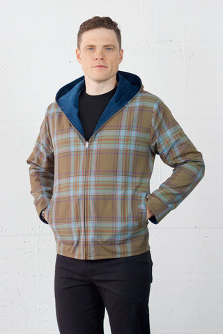 Reversible Jacket Marine Cord/Plaid