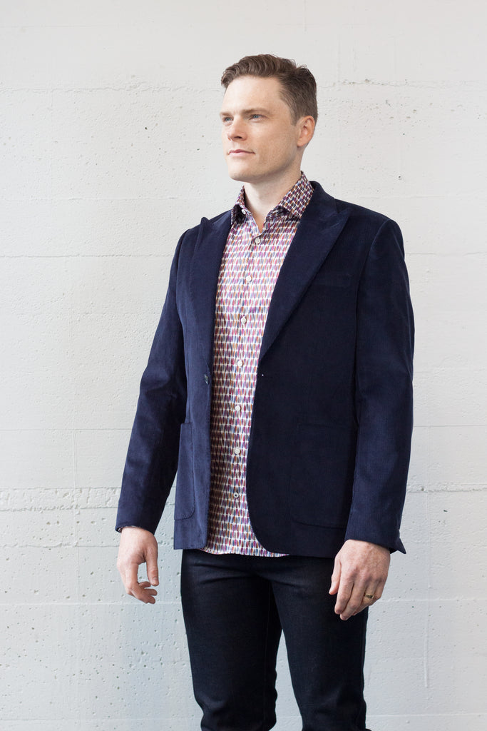 Navy Micro Cord Blazer