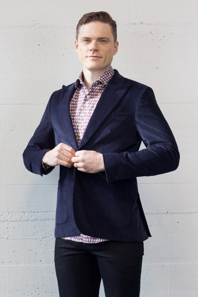 Navy Micro Cord Blazer
