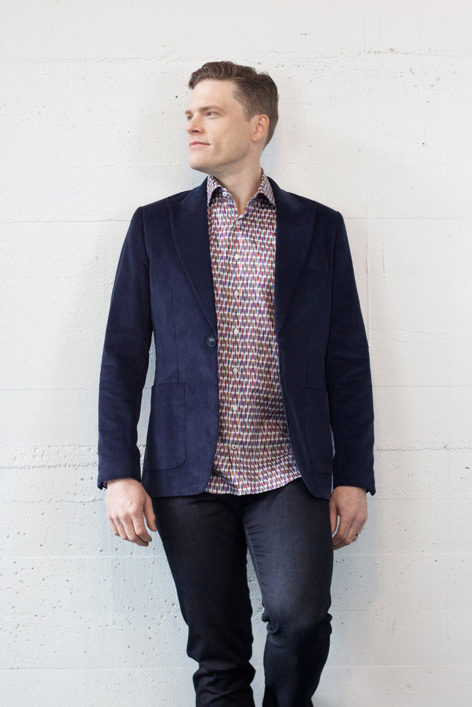 Navy Micro Cord Blazer