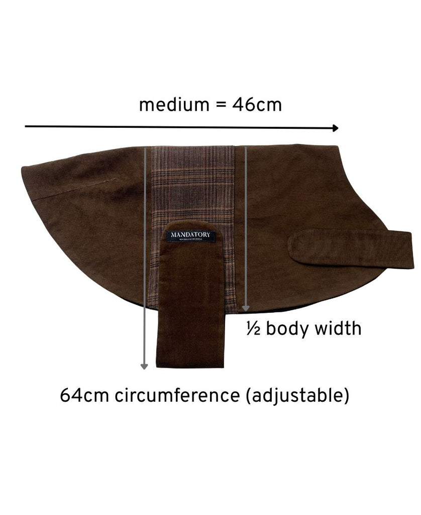 Dog Coat Brown Cord/Wool