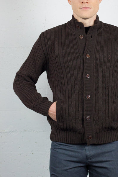 Florentino Chocolate Rib Knit Cardi