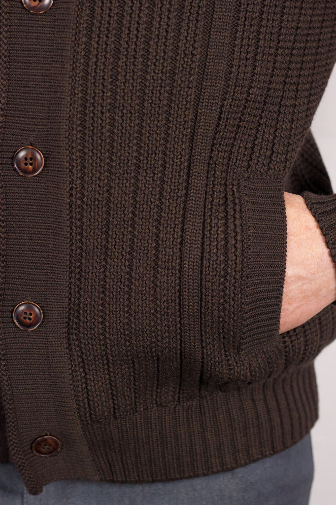 Florentino Chocolate Rib Knit Cardi