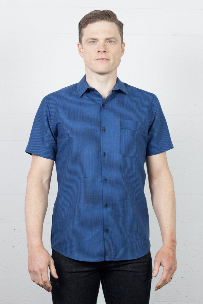 Accord Shirt Azure Stripe Linen