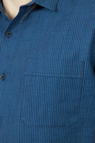 Accord Shirt Azure Stripe Linen