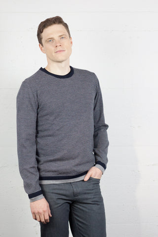 Fine Crew Stripe Dark Navy