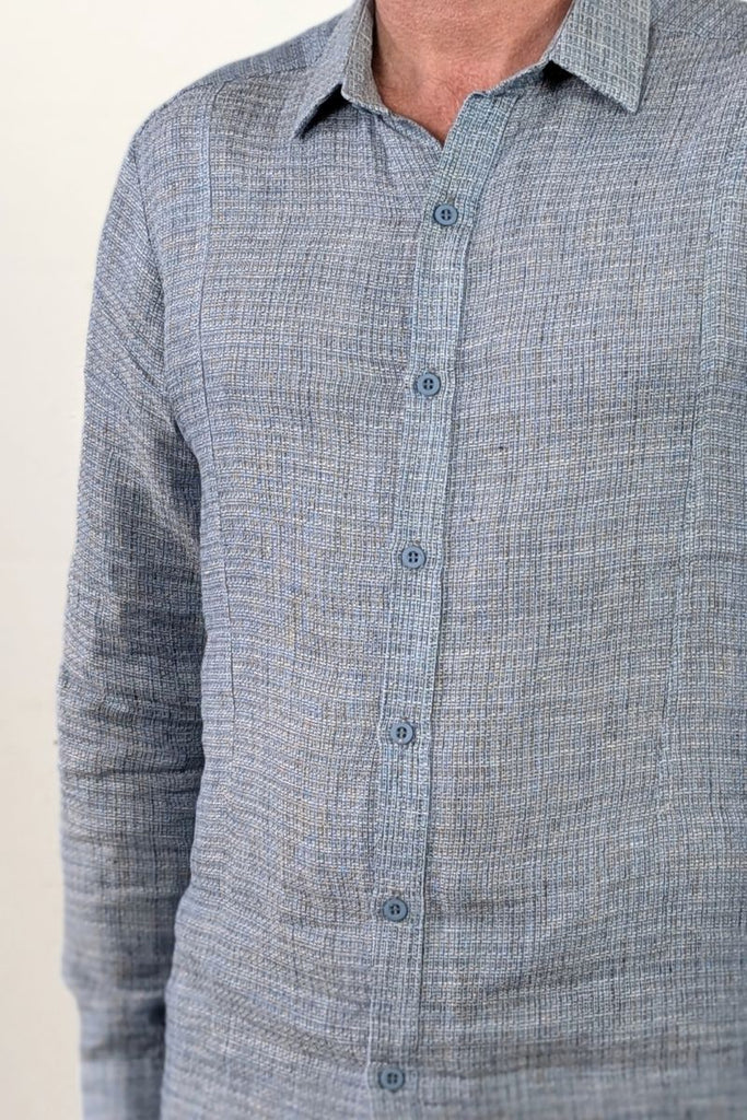Tux Shirt Duck Egg Linen
