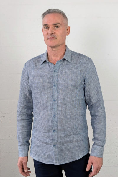 Tux Shirt Duck Egg Linen