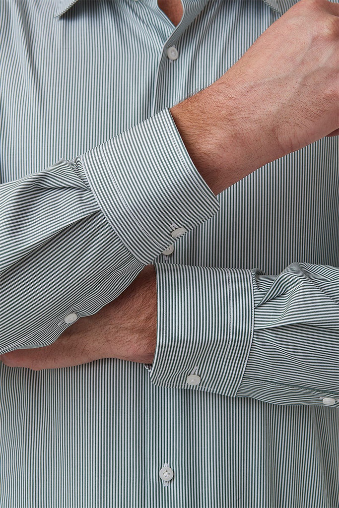 DOM ShirtFine Stripe Olive