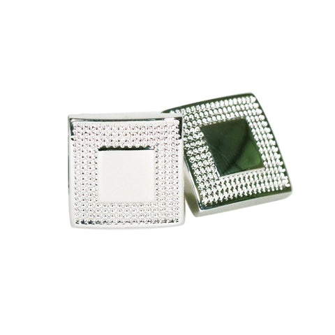 Fellini Cufflink Honeycomb Silver Square