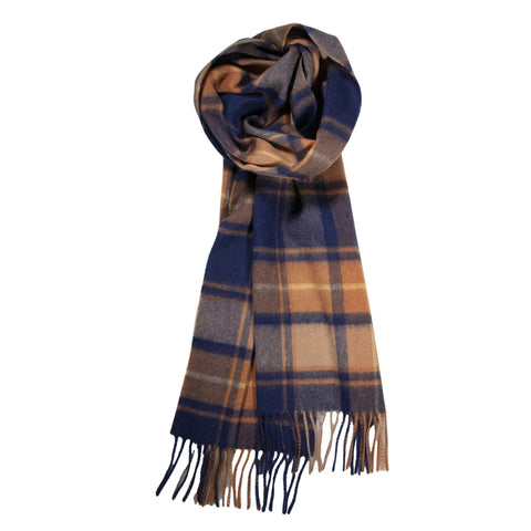 Scarf Lambswool Tumeric Navy Check