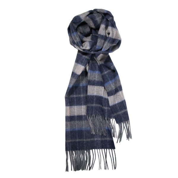 Scarf Lambswool Neutral Navy Plaid