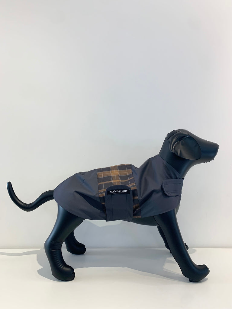Dog Raincoat Gunmetal/Plaid