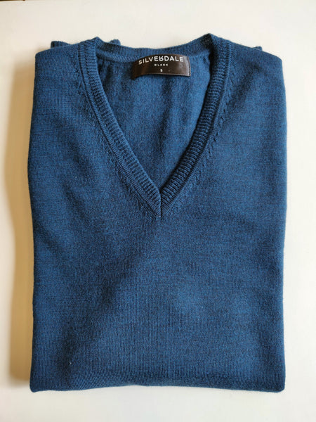 Fine V Neck Tasman Blue