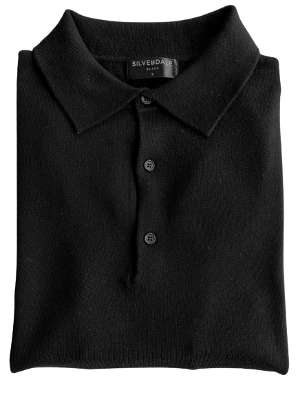 Fine Button Polo Black