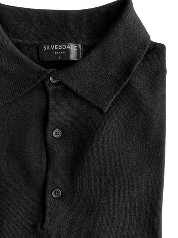 Fine Button Polo Black