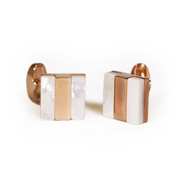 Monti Castello Rose Gold Mother of Pearl Cufflinks