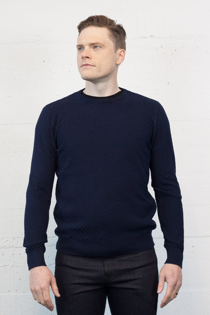 Basket Weave Knit Navy