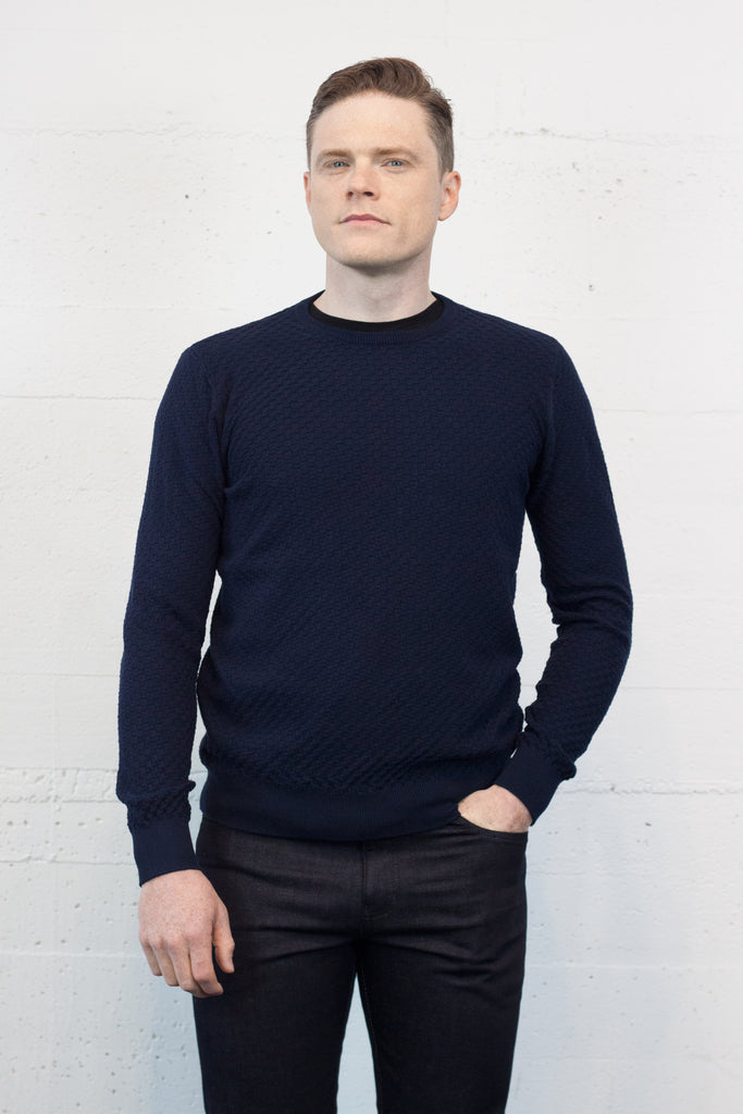Basket Weave Knit Navy