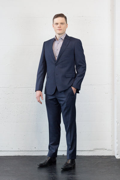 Blue Cubed Check Suit