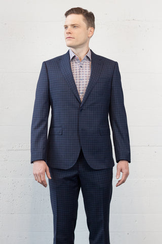 Blue Cubed Check Suit