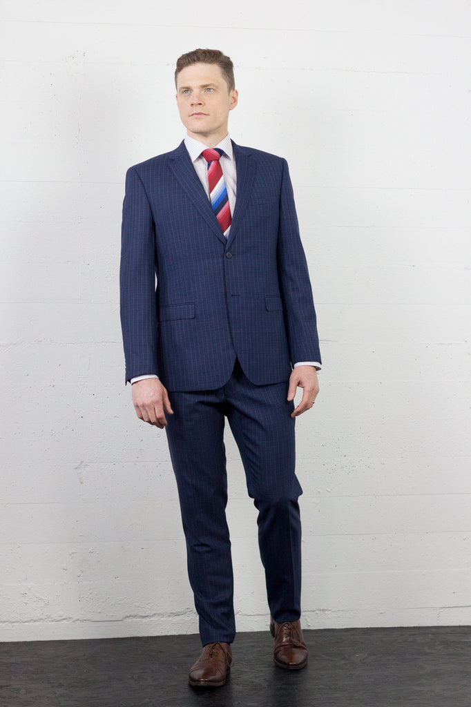 GIB Suit Indigo Chalk Stripe