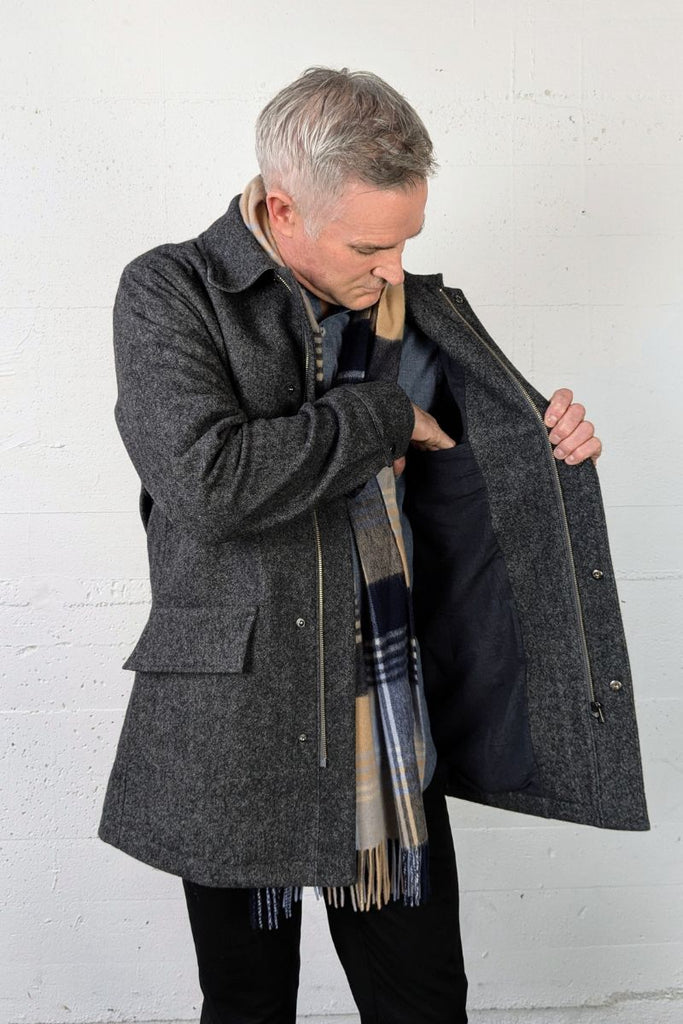 Orion Coat Donegal Grey Wool