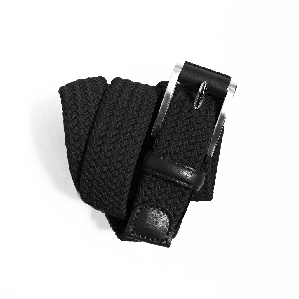 Plaited Belt Black Stretch