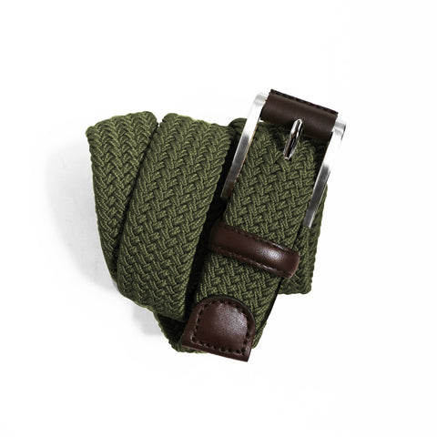 Plaited Belt Khaki Stretch