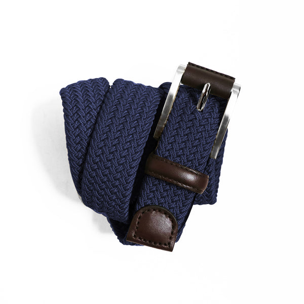 Plaited Belt Navy Stretch