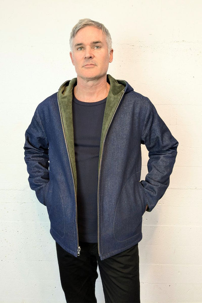 Reversible Jacket Moss Cord/Blue Denim