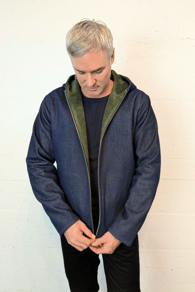 Reversible Jacket Moss Cord/Blue Denim