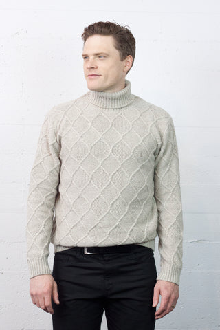 Florentino Oat Cable Knit Roll Neck