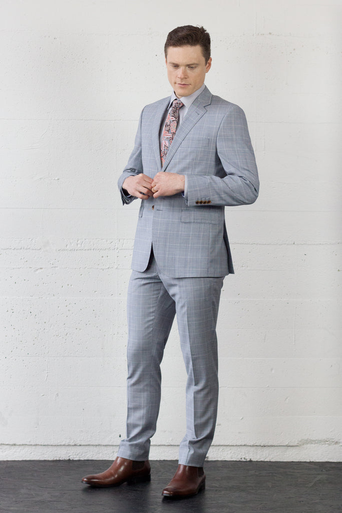 DOM Suit Dove Grey Check