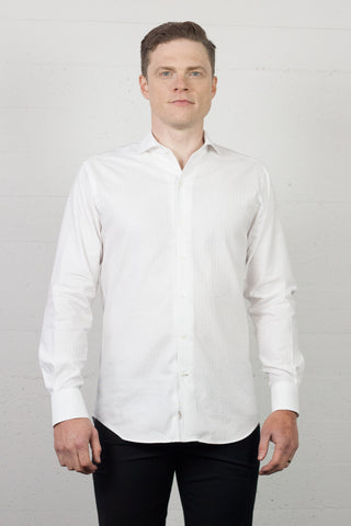 JB Shirt White Self Stripe
