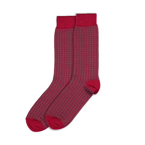 Ruby & Grey Houndstooth Cotton Socks