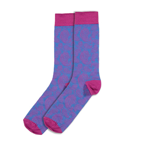 Pink & Blue Paisley Cotton Socks