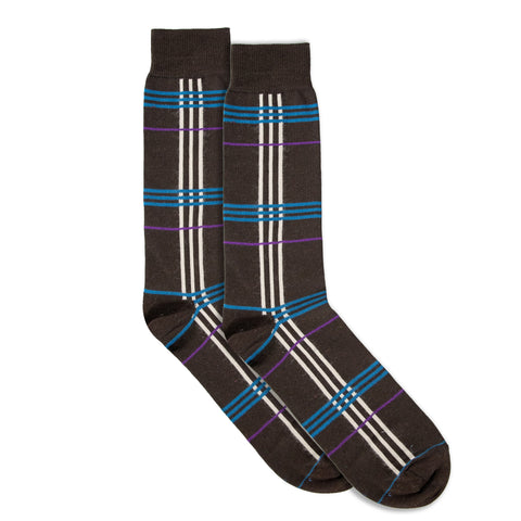 Chocolate Tartan Cotton Socks