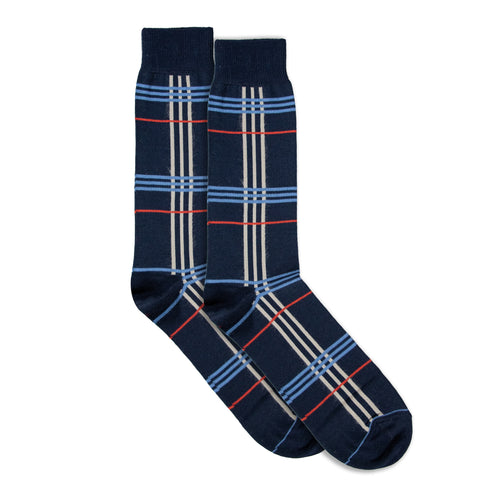 Navy Tartan Cotton Socks