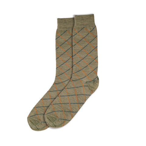 Linea Argyle on Ginger Wool Socks