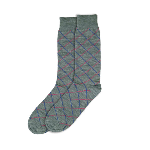 Linea Argyle on Grey Wool Socks