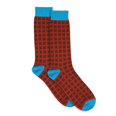 Tuscan Red Motif Wool Socks